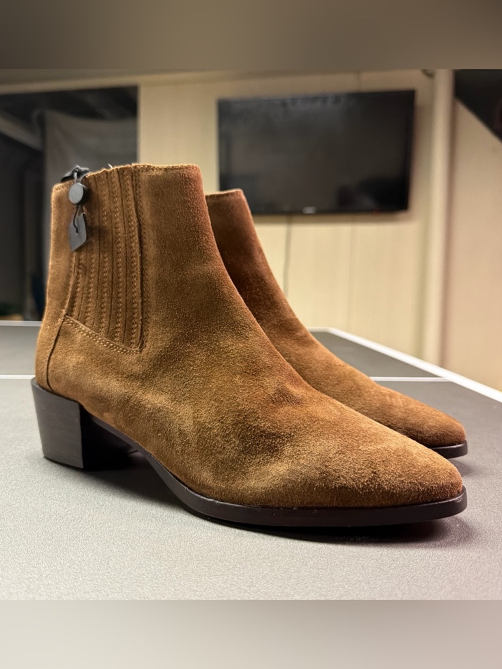NWOT "ROVER" SUEDE CHELSEA ANKLE BOOTS by RAG & BONE BROWN - SZ 38.5 - 8